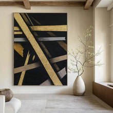 Load image into Gallery viewer, Gold &amp; Silver Abstract Geometry - Perfect for Luxury Bedroom &amp; Upscale Lounge LargeART2388
