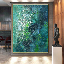 Load image into Gallery viewer, Custom Large Teal - Green Textured Splash – Ideal for Coastal Villa Living Room &amp; Spa Relaxation Area LargeART0717
