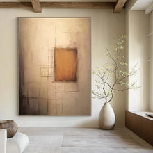 Load image into Gallery viewer, Neutral Line and Square Abstract Canvas Painting, Suited for Modern Gallery Wall &amp; Thoughtful Reading Nook LargeART1300
