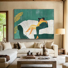 Load image into Gallery viewer, Cozy Couple Abstract Painting for Bohemian Bedroom &amp; Intimate Café DKH232

