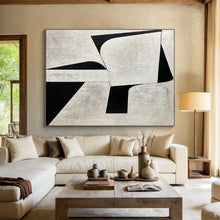 Load image into Gallery viewer, Abstract Painting on Canvas: Monochrome Geometric Abstraction - “Bold Simplicity” DKH582
