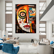 Load image into Gallery viewer, Abstract Expressionist Face Art, Vibrant Color - Dripped Painting for Creative Studio &amp; Eclectic Living Room LargeART2211
