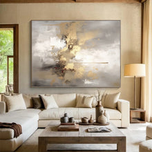 Load image into Gallery viewer, Gray - Gold Abstract Composition Acrylic Art - Suited for Corporate Lounge &amp; Upscale Apartment Decor LargeART0542
