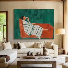 Load image into Gallery viewer, Relaxed Wine - Drinking Figure Abstract Painting for Modern Living Room &amp; Wine Bar DKH233

