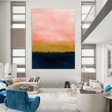 Load image into Gallery viewer, Pink and Gold Sunset Abstract Art, Perfect for Bohemian Living Room &amp; Dreamy Bedroom LargeART2022

