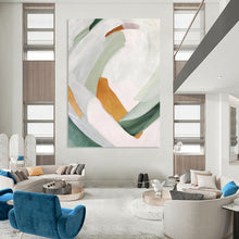 Load image into Gallery viewer, Soft Shapes in Green and White – Minimalist Abstract with Delicate Colors DTP257

