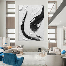 Load image into Gallery viewer, “Dynamic Black Strokes” – Jagged black impasto on white, varied textures DTP377
