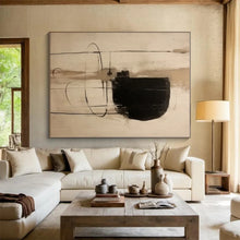 Load image into Gallery viewer, Large - Format Minimalist Black - Beige Abstract Art for Contemporary Gallery &amp; Calm Study LargeART0526
