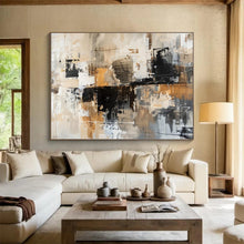 Load image into Gallery viewer, Hand - painted Neutral Tones Abstract Composition Acrylic Art for Serene Spa Waiting Areas LargeART1717
