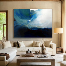 Load image into Gallery viewer, Blue and White Fluid Abstract Acrylic Art - Perfect for Coastal - inspired Bathroom &amp; Creative Studio LargeART0587

