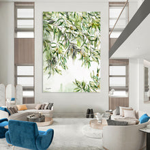 Load image into Gallery viewer, “Olive Branches” - Green and Watercolor Nature Art, Abstract Painting on Canvas DKH1083
