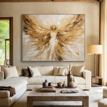 Load image into Gallery viewer, Golden Angel with Outstretched Wings Abstract acrylic painting DLZ082
