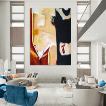 Load image into Gallery viewer, “Warm - Cool Contrast” - Earthy Yellow and Deep Black Abstract Art, Abstract Painting on Canvas DKH1090
