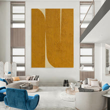 Load image into Gallery viewer, “Yellow Geometric Textures” - Yellow, White Abstract Art on Canvas DKH1244
