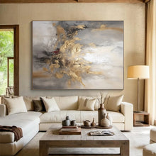 Load image into Gallery viewer, Gray - Gold Abstract Flower Acrylic Art - Ideal for Boutique Hotel Room &amp; Luxury Living Room Decoration LargeART0540

