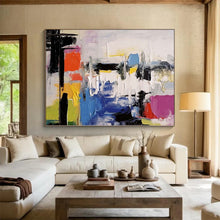 Load image into Gallery viewer, Large - Scale Hand - painted Colorful Abstract Layers Acrylic Art for Modern - Chic Apartments LargeART0239

