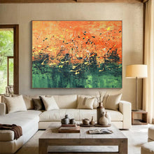 Load image into Gallery viewer, Orange - Green Splatter Abstract Art for Bohemian Café &amp; Artistic Studio DKH155
