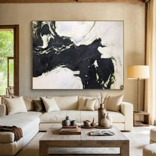 Load image into Gallery viewer, Custom Large Black - White Dynamic Strokes - Ideal for Modern Monochrome Lounge &amp; Edgy Art Gallery LargeART0733
