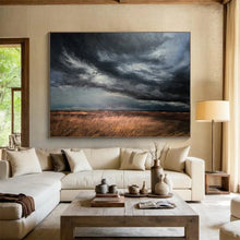 Load image into Gallery viewer, Stormy Landscape Painting on Canvas - “Drama in the Fields” DKH772
