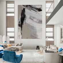 Load image into Gallery viewer, “Minimalist Textured Abstract” - Grey, White, Black Abstract Art on Canvas DKH1304
