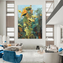 Load image into Gallery viewer, “Sunflower Field: Abstract Blooms” Abstract Painting on Canvas, Cheerful Kitchen Decor DKH1045
