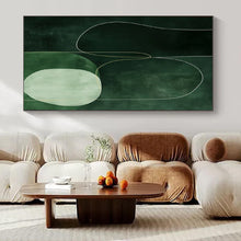 Load image into Gallery viewer, Green Geometric Abstract Art for Botanical - themed Bedroom &amp; Modern Yoga Studio LargeART0937
