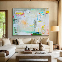 Load image into Gallery viewer, Line - Filled Abstract Painting with Soft Tones for Bohemian Living Room &amp; Creative Studio DKH071
