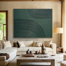 Load image into Gallery viewer, Textured Geometric Painting on Canvas - “Green Curves” DKH752
