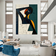 Load image into Gallery viewer, “Cubist Figure in Color Blocks” - Geometric Abstract Portrait on Canvas DKH1466
