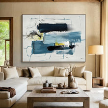 Load image into Gallery viewer, Blue, Black, Yellow, and White Abstract Painting for Creative Studio &amp; Contemporary Office DKH318
