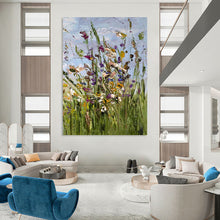 Load image into Gallery viewer, “Vibrant Wildflowers” Abstract Impasto Floral Painting on Canvas, Lively Decor DKH947
