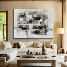 Load image into Gallery viewer, Gray - Brown Abstract Painting On Canvas with Intricate Details DKH354
