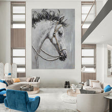 Load image into Gallery viewer, Realistic - Style Abstract Painting, Textured Horse Art for Equestrian Club &amp; Traditional Living Room LargeART2179
