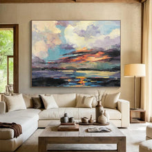 Load image into Gallery viewer, Colorful Sunset Abstract Painting for Beach House Veranda &amp; Boho - Chic Living Room DKH197
