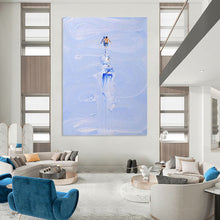 Load image into Gallery viewer, “Figure on Blue Impasto Path” – Small figure on a textured, blue and white impasto “path”. DTP327
