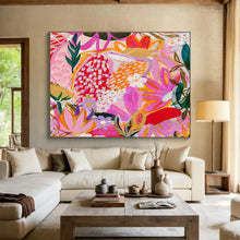 Load image into Gallery viewer, Vibrant Floral Abstract Painting on Canvas - “Tropical Blooms” DKH708
