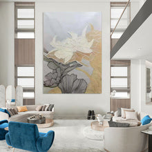 Load image into Gallery viewer, Black, White &amp; Gold Line - Drawn Flower Art, Suited for Elegant Dining Room &amp; Minimalist Bedroom LargeART1958

