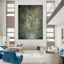Load image into Gallery viewer, “Green Textured Mystery” - Green Abstract Art on Canvas DKH1195
