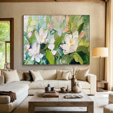 Load image into Gallery viewer, White Flower “Blush Magnolias” Painting on Canvas, Romantic Floral Art DKH836
