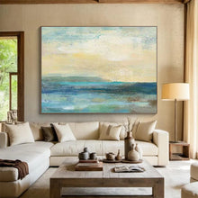 Load image into Gallery viewer, Soft Blue And Green Coastal Abstract Painting On Canvas DKH435
