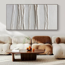 Load image into Gallery viewer, White Textured Horizontal Abstract Painting, Ideal for Modern Gallery Wall &amp; Calming Meditation Space LargeART1347
