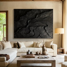 Load image into Gallery viewer, Black Textured Waves Art for Luxury Bedroom &amp; Art Gallery LargeART0833
