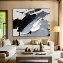 Load image into Gallery viewer, Bold Black and White Abstract Painting for Industrial Loft &amp; Monochrome Gallery DKH310
