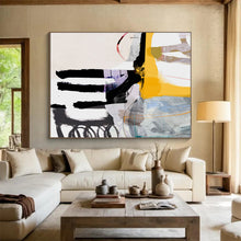 Load image into Gallery viewer, Bold Black, White, and Colorful Abstract Collage Abstract acrylic painting DLZ112
