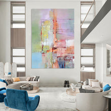 Load image into Gallery viewer, Soft - Hued Abstract Art, Muted Pastels &amp; Bold Reds for Dreamy Bedroom &amp; Creative Lounge LargeART2259
