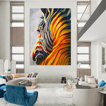 Load image into Gallery viewer, “Vibrant Zebra Abstract” - Color - Infused Striped Animal Art on Canvas DKH1428
