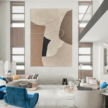 Load image into Gallery viewer, “Neutral Tones &amp; Lines” - Beige, Brown, Black, White Abstract Art on Canvas DKH1112
