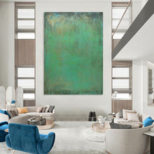 Load image into Gallery viewer, “Teal and Green Textured Field” - Teal, Green, Brown Abstract Art on Canvas DKH1213
