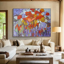 Load image into Gallery viewer, Colorful Floral “Patchwork Poppies” Painting on Canvas, Quirky Flower Art DKH853

