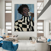 Load image into Gallery viewer, Blue - Black - White Abstract Portrait, Ideal for Stylish Home Office &amp; Modern Living Room LargeART2045
